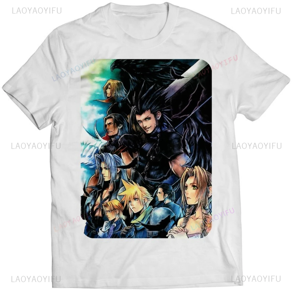 تي شيرت مطبوع عليه شخصيات لعبة فاينل فانتسي CC FF VII Cover V1 Premium Tops تي شيرت للجنسين عالي الجودة قطن تي شيرت