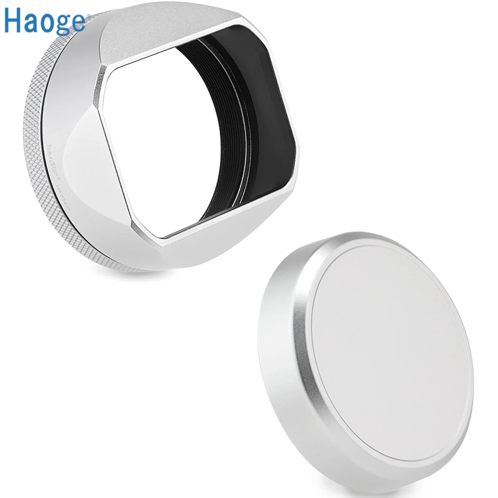 

Квадратная металлическая бленда Haoge для камеры Fujifilm X100VI Fuji X1006 X100V X100F X100T X100S, серебристая с адаптером для УФ-фильтра 49 мм