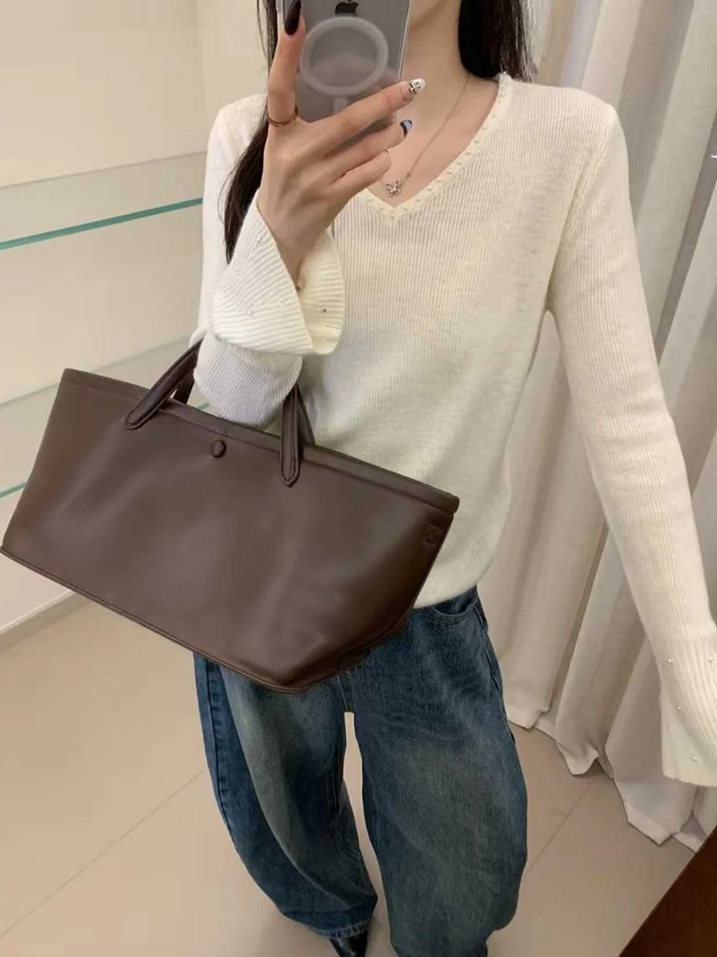 ملابس محبوكة متعددة الاستخدامات بتصميم نحيف، سترة كشمير أنيقة بياقة على شكل V وأكمام طويلة، أزياء شتوية عصرية على الطراز الكو... #2