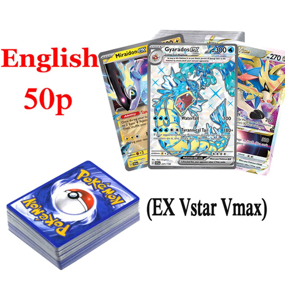 TAKARA TOMY-Pokemon brilhando cartões para crianças, GX, VMAX, V MAX, jogo de cartas, batalha, comércio, brinquedo, 50pcs