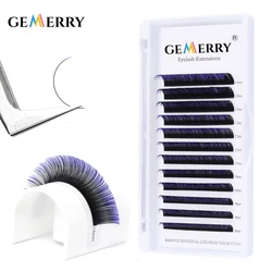 12Rows Ombre Blue Purple Colorful Eyelash Extension Individual Faux Mink Eyelashes False Classic Natural Lashes Make Up Supplies