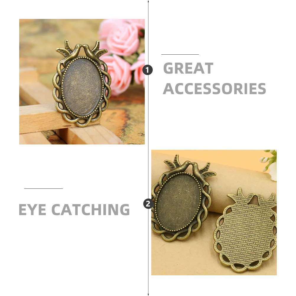 

50pcs Metal Trays DIY Jewelry Making Vintage Zinc Alloy Blank Pendant Trays for Unique DIY Roleplay Costume for Lovers