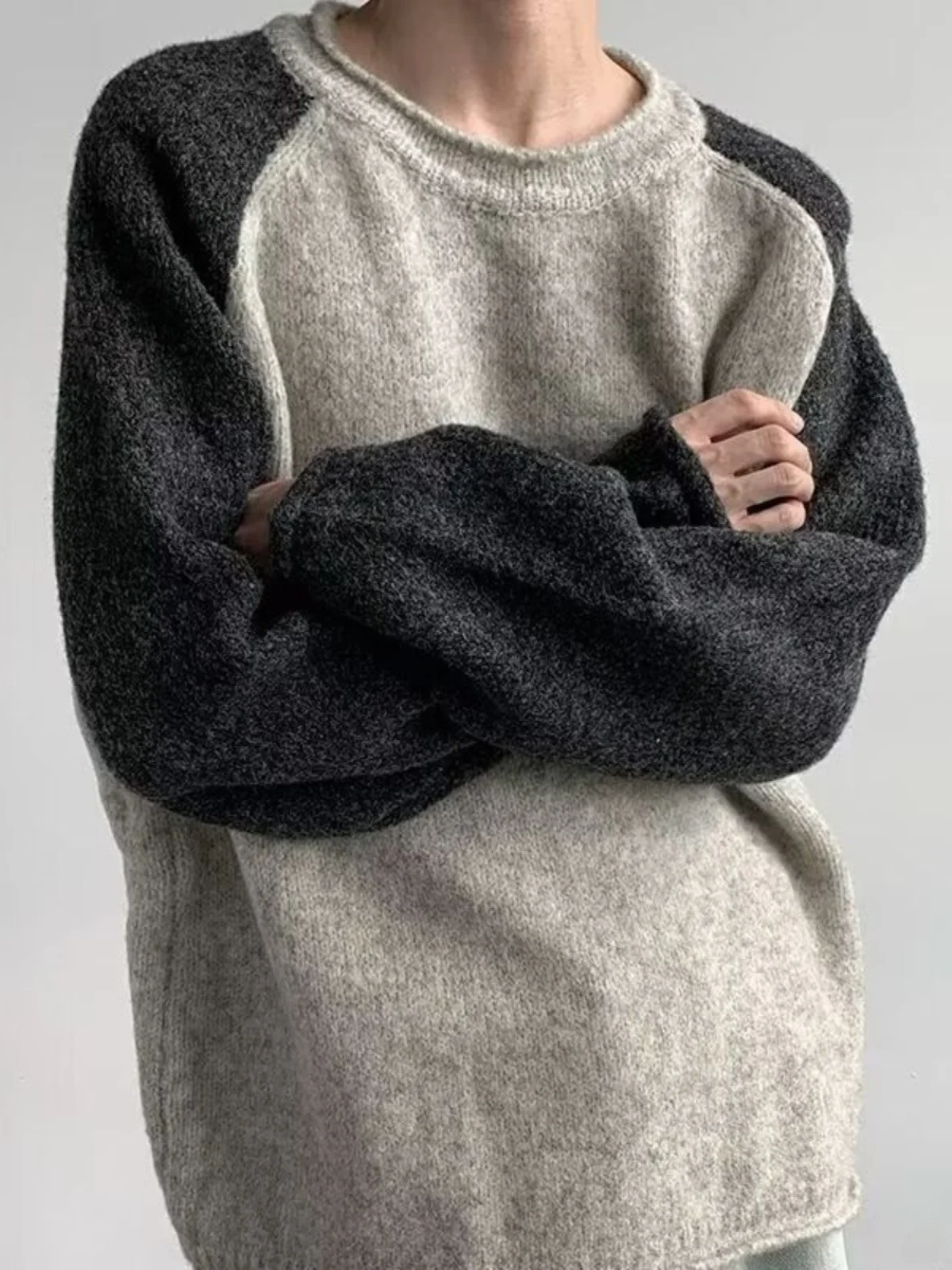 

Мужская вязаная толстовка оверсайз 300 Pou Color Blo для осени и зимы, свободного кроя, повседневная, для пар, Haome