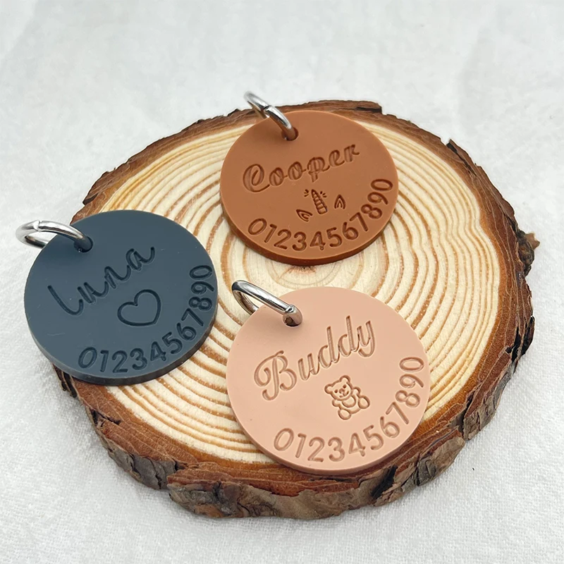 New Customized Silicone Pet Anti-lost ID Tag Cat Dog Tag Engraved Name Phone Number Custom Pendant Puppy Collars Accessories