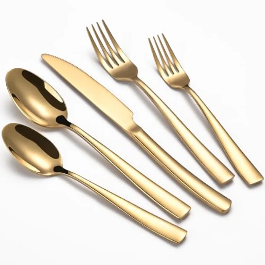 

40-Piece Gold Silverware Set Heavy Duty Stainless Steel Flatware Cutlery Set Service for 8 Food-Grade Utensil Sets for Home Res