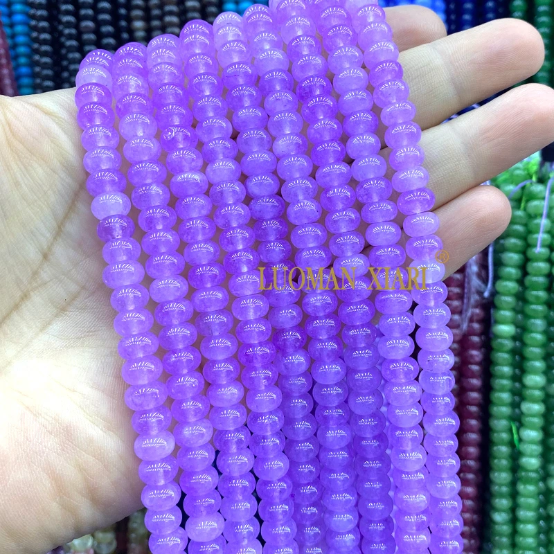 Großhandel Natürliche Stein-Rondelle 5x8MM Lavendel-Chalcedon-Abstandshalter-Perlen für Schmuckherstellung DIY-Armbänder Charms Zubehör – Detail 5