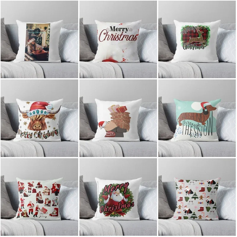 Merry Christmas Decorative Home pillow case Cushion covers autumn red white 60x60cm Modern Living Room sofa House bed 45*45 fall