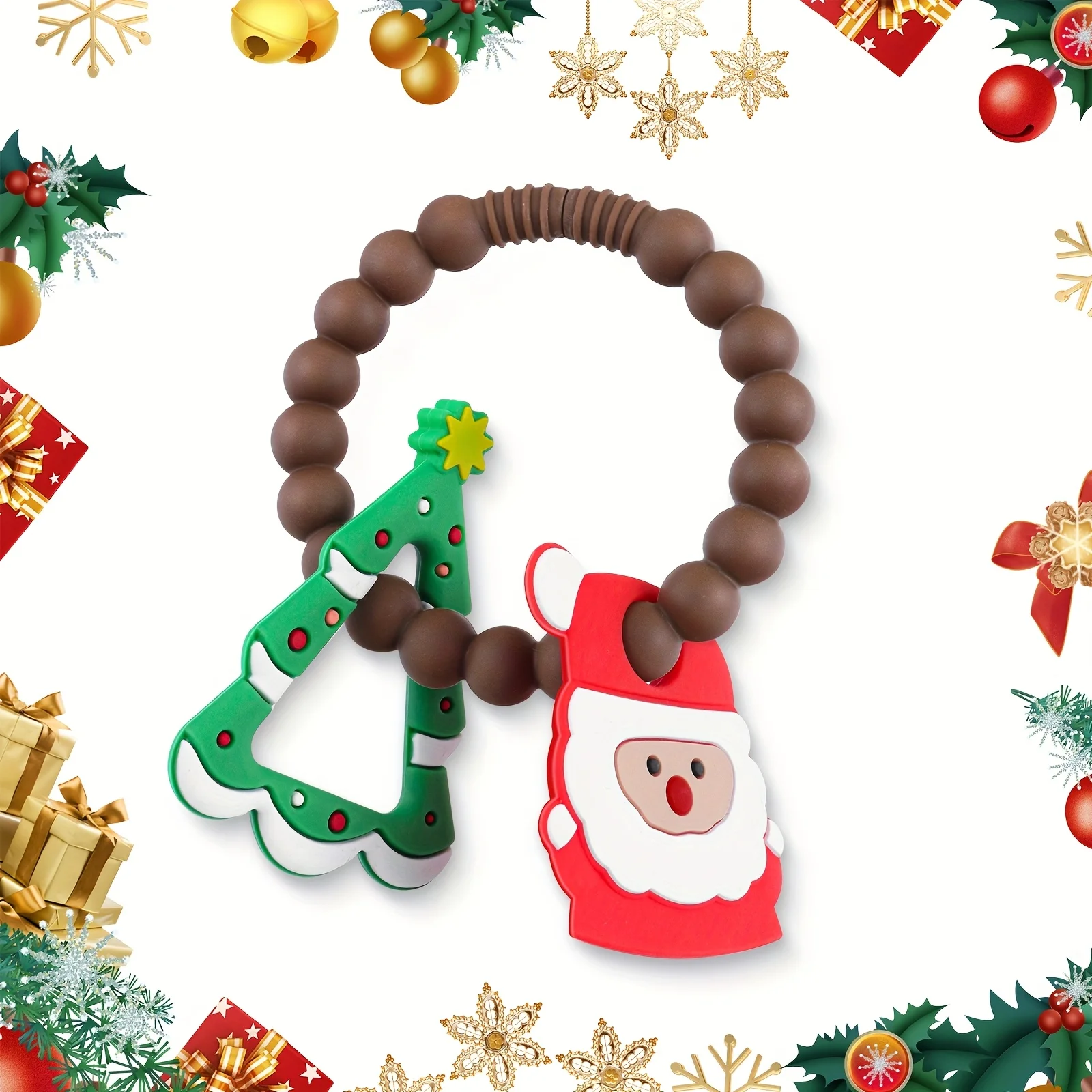 

Christmas Baby Teething Ring Toys Santa Claus & Christmas Tree Teethers for Newborns Infants & Toddlers for Teething Relief Gift