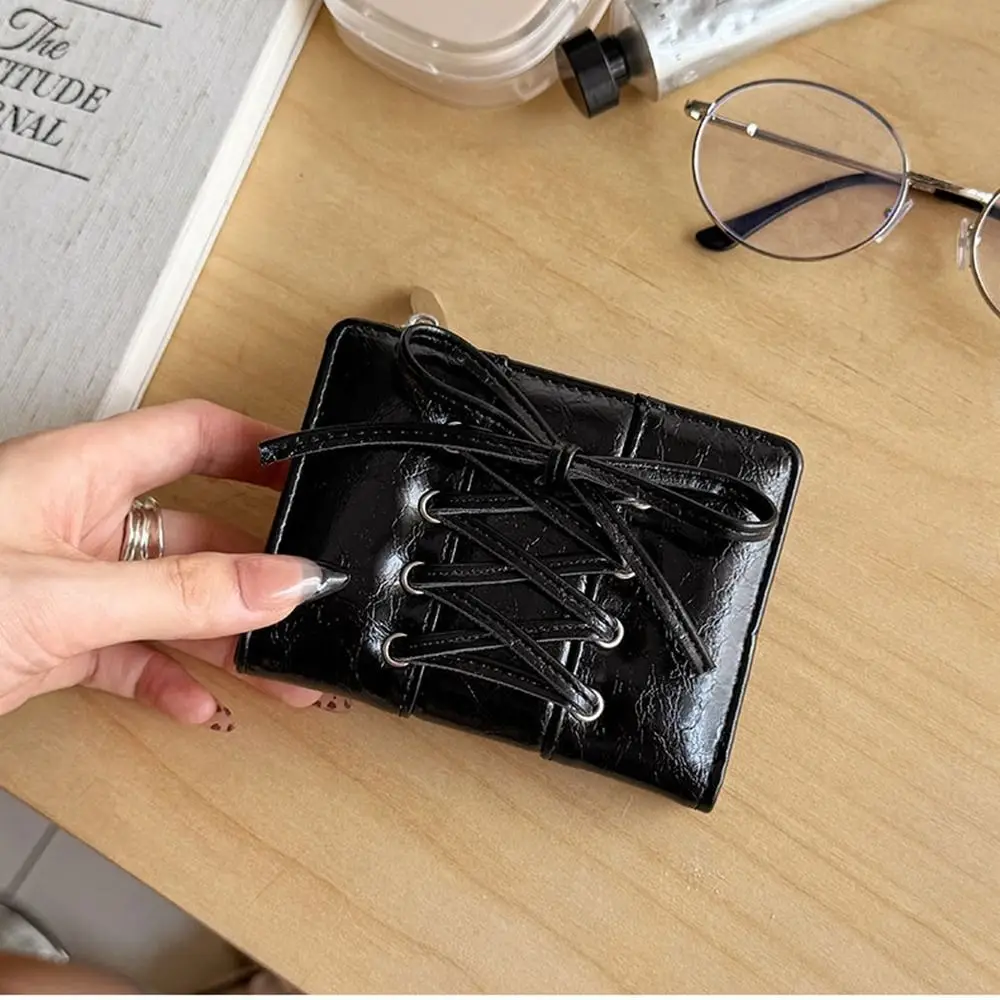 Simple Korean Style Bow Wallet Purse Ultra Thin Card Bag Card Holder Short Clutch Coin Pouch Women