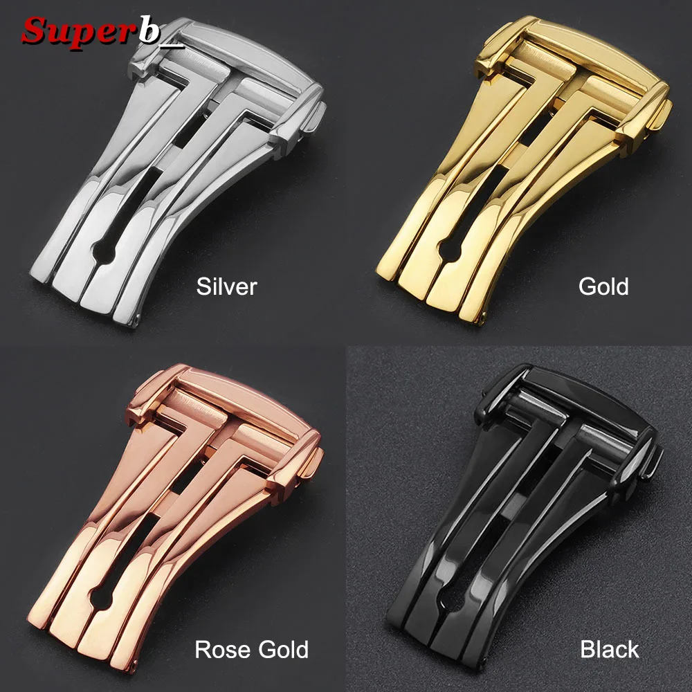 16mm 18mm 20mm Stainless Steel Deployment Clasp for Omega Speedmaster Folding Watch Buckle Strap Butterfly Button for Seamaster