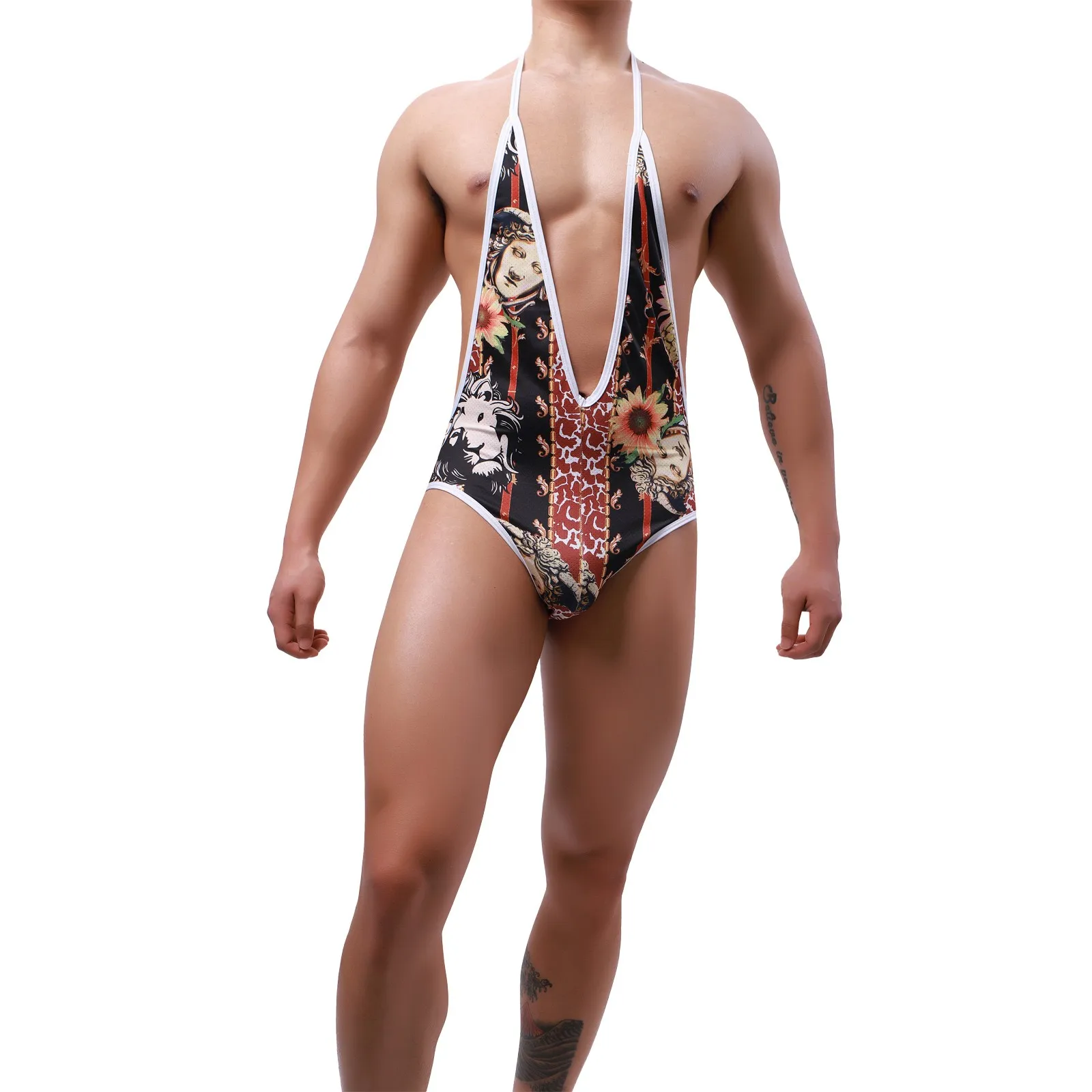 

Satin Panties Men Men Printed Underwear Briefs Suspender Thong Stylish Bikini Sexy Singlet Bodysuit Jock Straps for Men Sexy