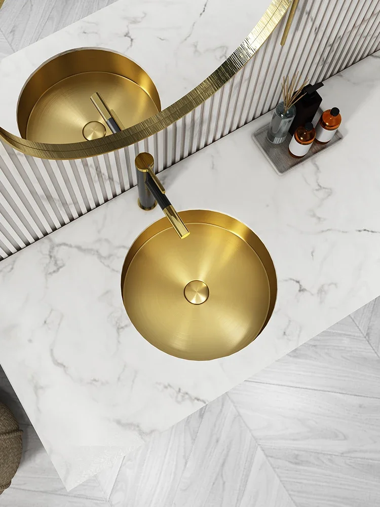 Gold 304 stainless steel undercounter washbasin built-in household undercounter wash basin toilet