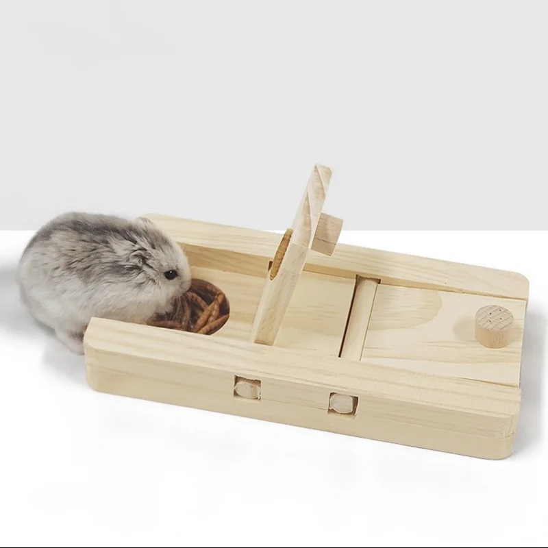 Hamster foraging toy small animals hide snacks foraging puzzle toy wooden hamster guinea pig rabbit feeder