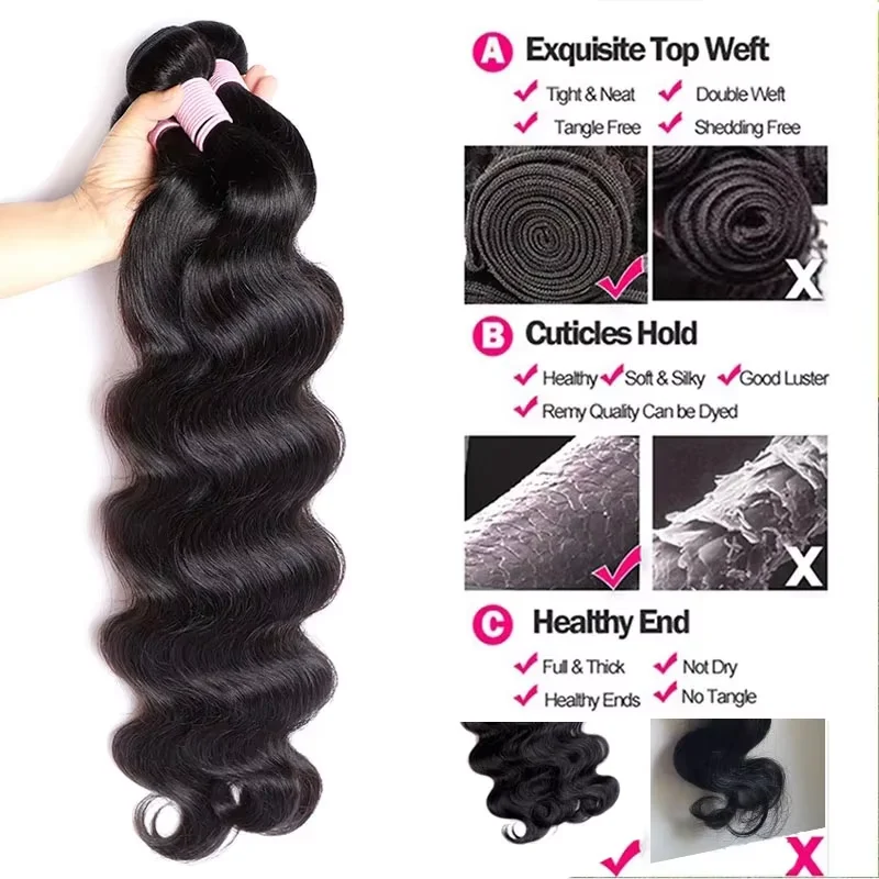 16A Body Wave Bundles Hair Weave 3/4/5/6 Bundles Human Hair Unprocessed Natural Black 8-34 Inch Brazilian Hair Extensions Deals image 2