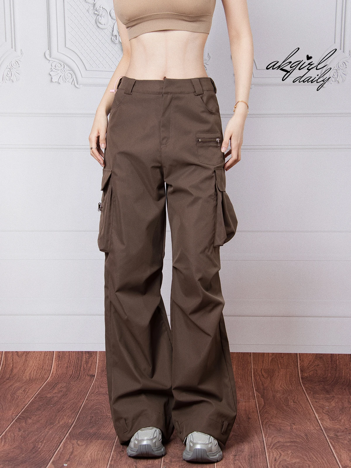 

Low Waist Straight Leg Casual Workwear Pants Women's Loose Fit American Retro Spicy Girl Style Spring Autumn Street Style