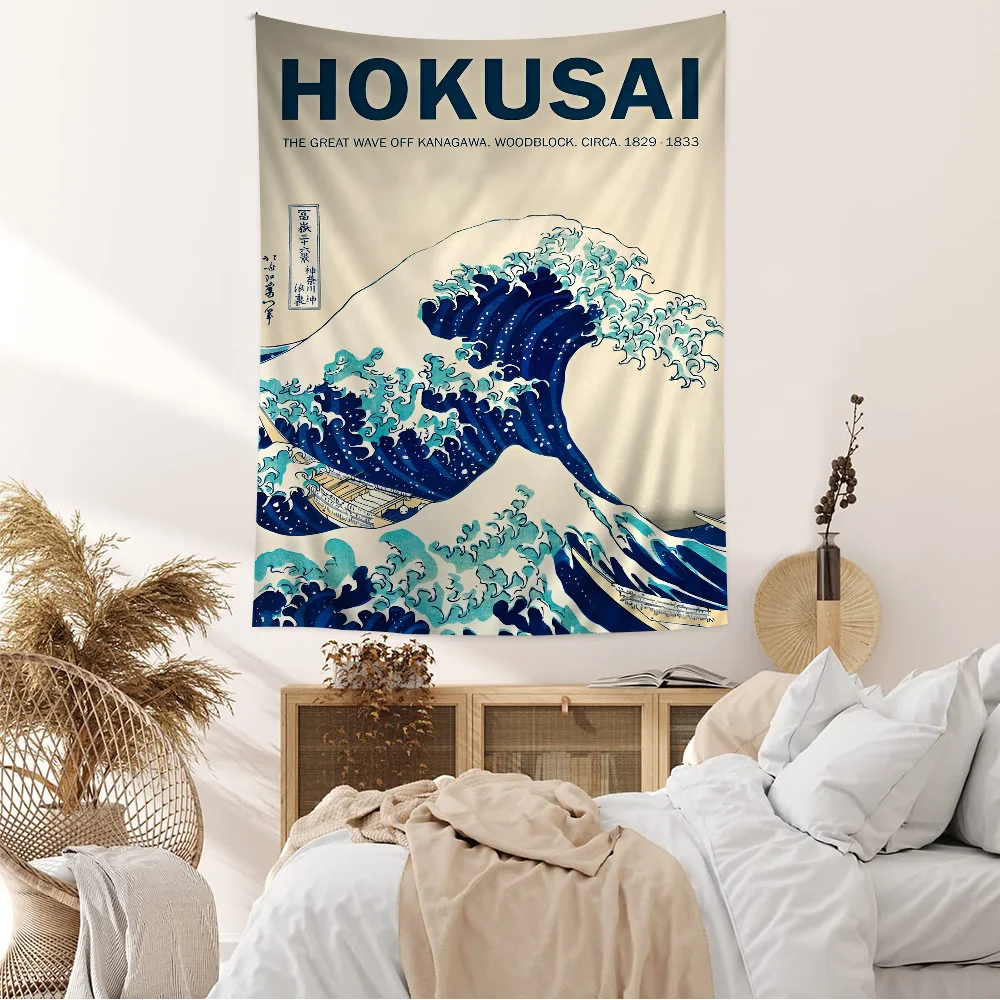 Katsushika Hokusai Great Wave Off Kanagawa Art Tapestry Art Printing Hippie Wall Hanging Bohemian Wall Tapestries Home Decor