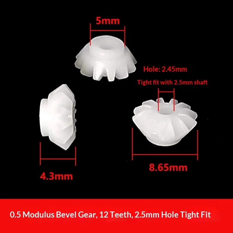 100pcs Spot 0.5 Module Bevel Gear Gearbox, Right-Angle Drive Bevel Gears, 12 Teeth, 16 Teeth, 2-3mm Bore