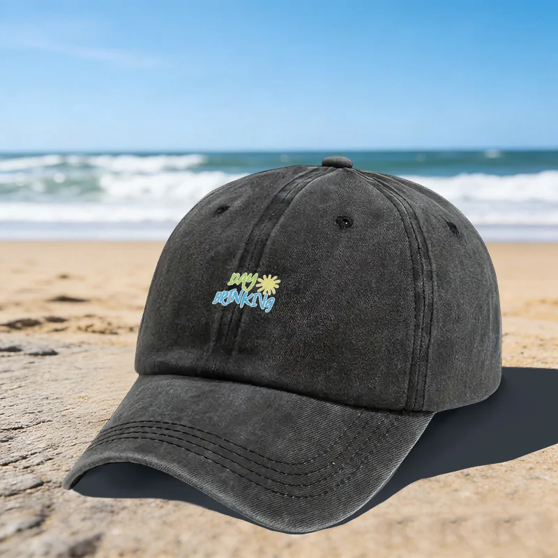 Day-Drinking-Graphic-Baseball-Cap-Unisex-Adjustable-Washed-Cotton-Cap-for-Beach-Vacation-Summer-Casual-Wear