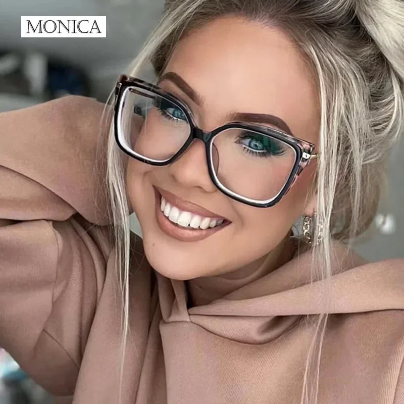 Fashion Leopard Print Eyeglass Frame Trend Square Frame Flat Lens 2024 New Women\'s Anti Blue Light Glasses Computer Goggles