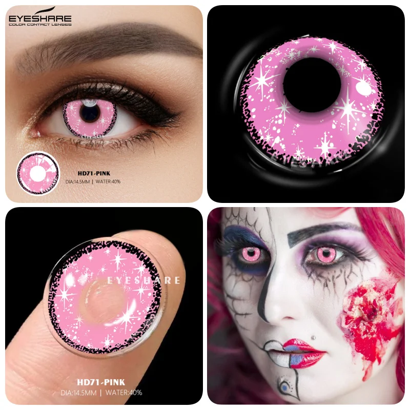 EYESHARE 1pair/2pcs Halloween Colorful Contact Lenses Anime Cosplay Eye Lenses Multicolored Lenses Yearly Cosmetic Eye Contacts