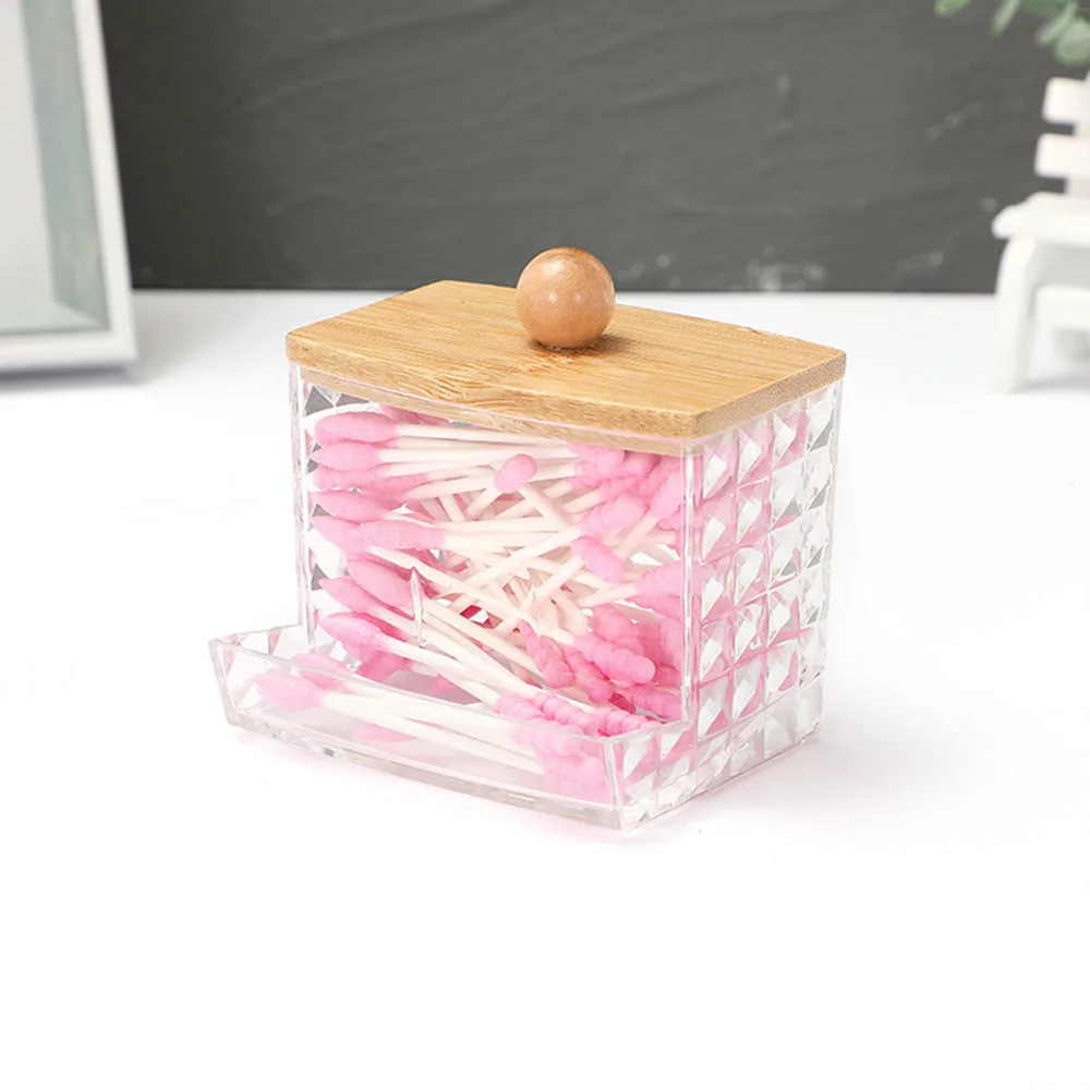 Cotton Swab Box Powder Puff Storage Box Cotton Round Pad Holder Home Bathroom Jar Portable Durable Dustproof Makeup Organizer