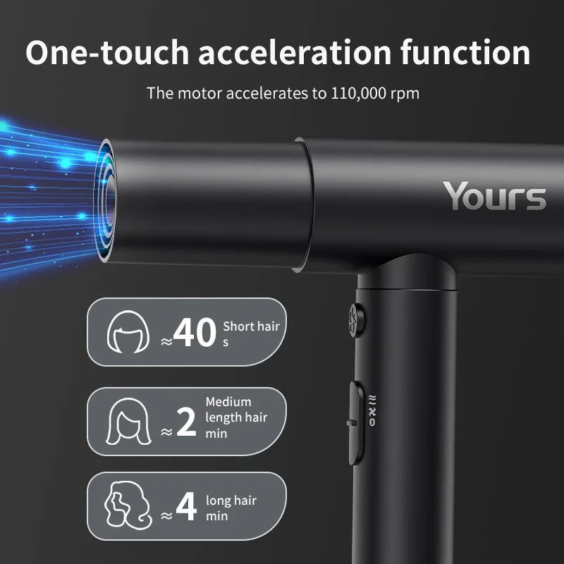 2026 High Speed Hair Dryer 110000 RPM High Speed Motor Strong Wind Speed Dry Silent Negative Ion Hammer Hair Dryer - view 4