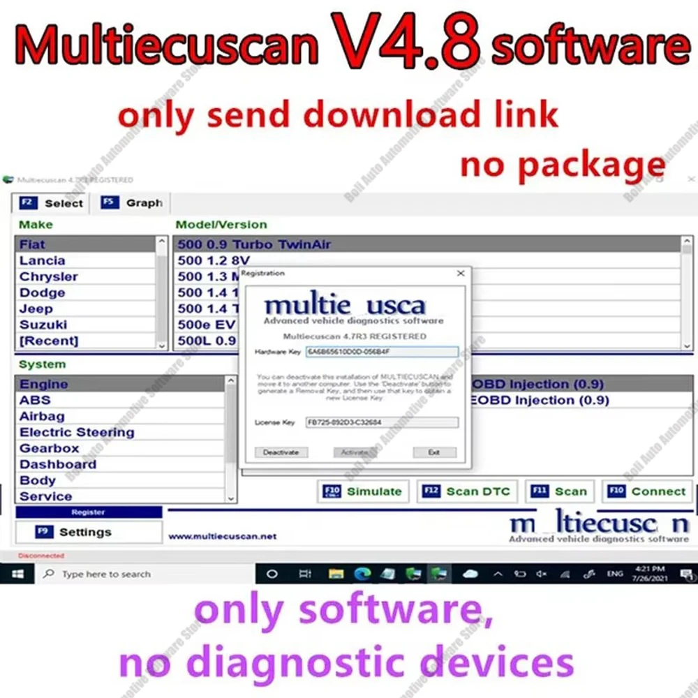 New multiecuscan fiat original software 2023 Multiecuscan V5.0 For Fiat/Chrysler/Dodge/Jeep/Suzuki Scanner Software V4.8 Work