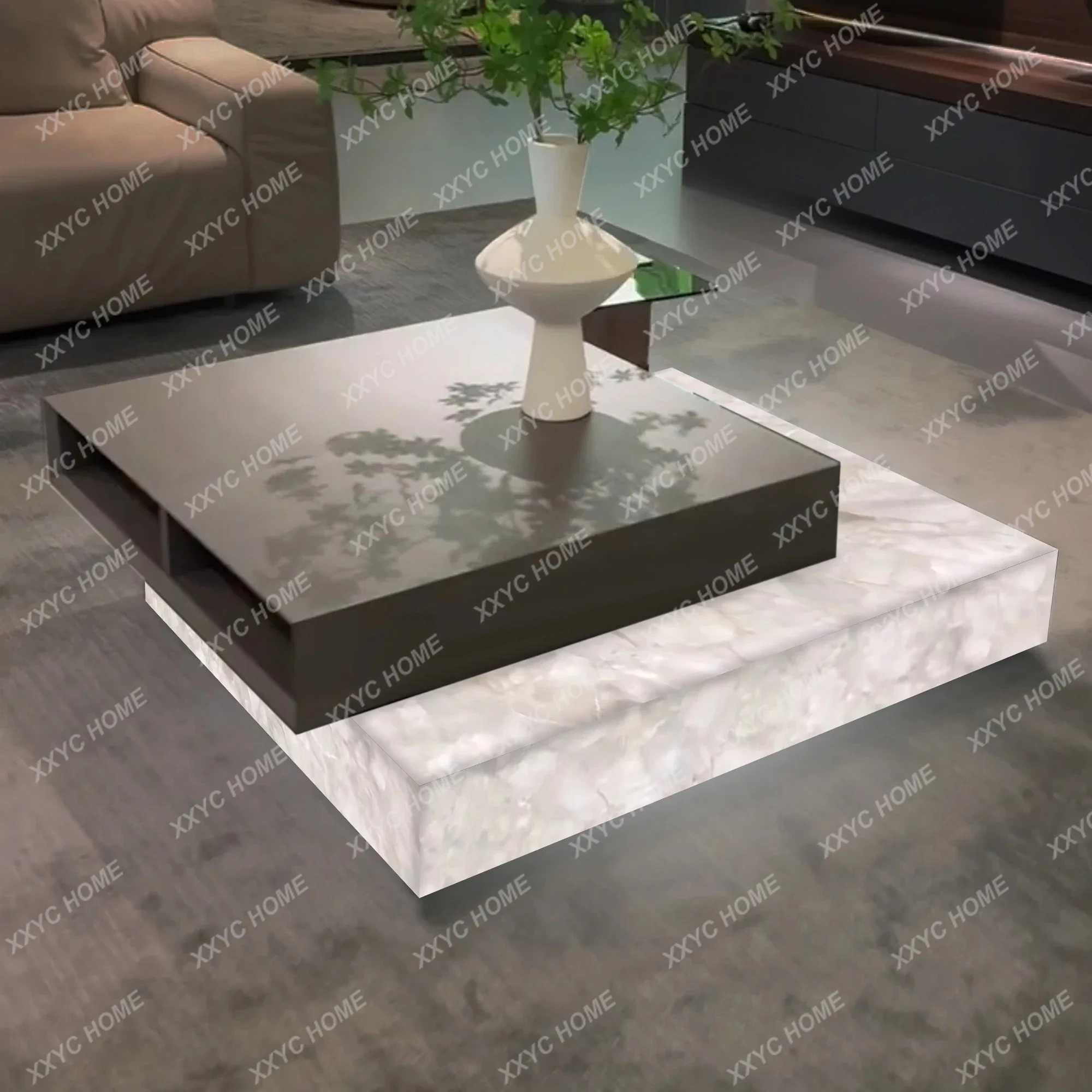Minimalist Square Coffee Table Jade Modern Storage Home Living Room Coffee Table