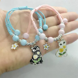 Yungqi Cartoon Animal Cat Bracelet Hand Girl Kids Women Gift Friendship Enamel Flower Pendant Charm Strap Rope Bracelets Jewelry