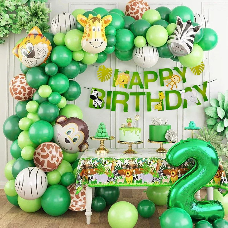 1 2 3 jahre Alten Kinder Geburtstag Ballon Garland Arch Kit Tier Palm Blätter Geburtstag Banner Dschungel Safari Party Ballon baby Dusche