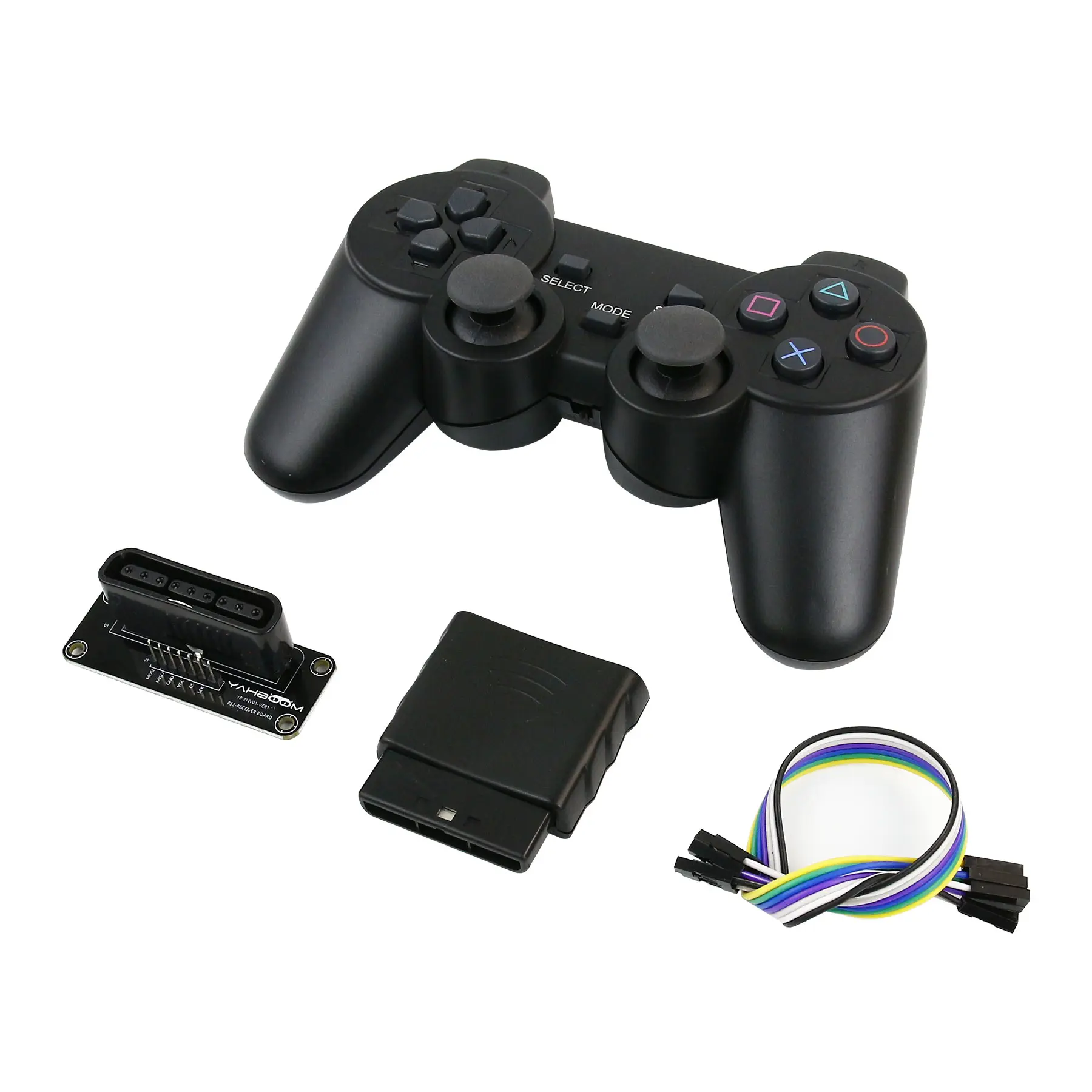 Bezprzewodowy pilot zdalnego sterowania 2,4G PS2 Gamepad 3 w 1 Joystick Inteligentny samochód i robot Specjalny uchwyt z adapterem odbiornika i baterią