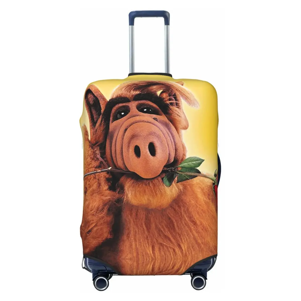 

Custom Alf With Flower Luggage Cover Protector Funny Alien Life Form Sci Fi Tv Show Travel Suitcase Covers for 18-32 Inch