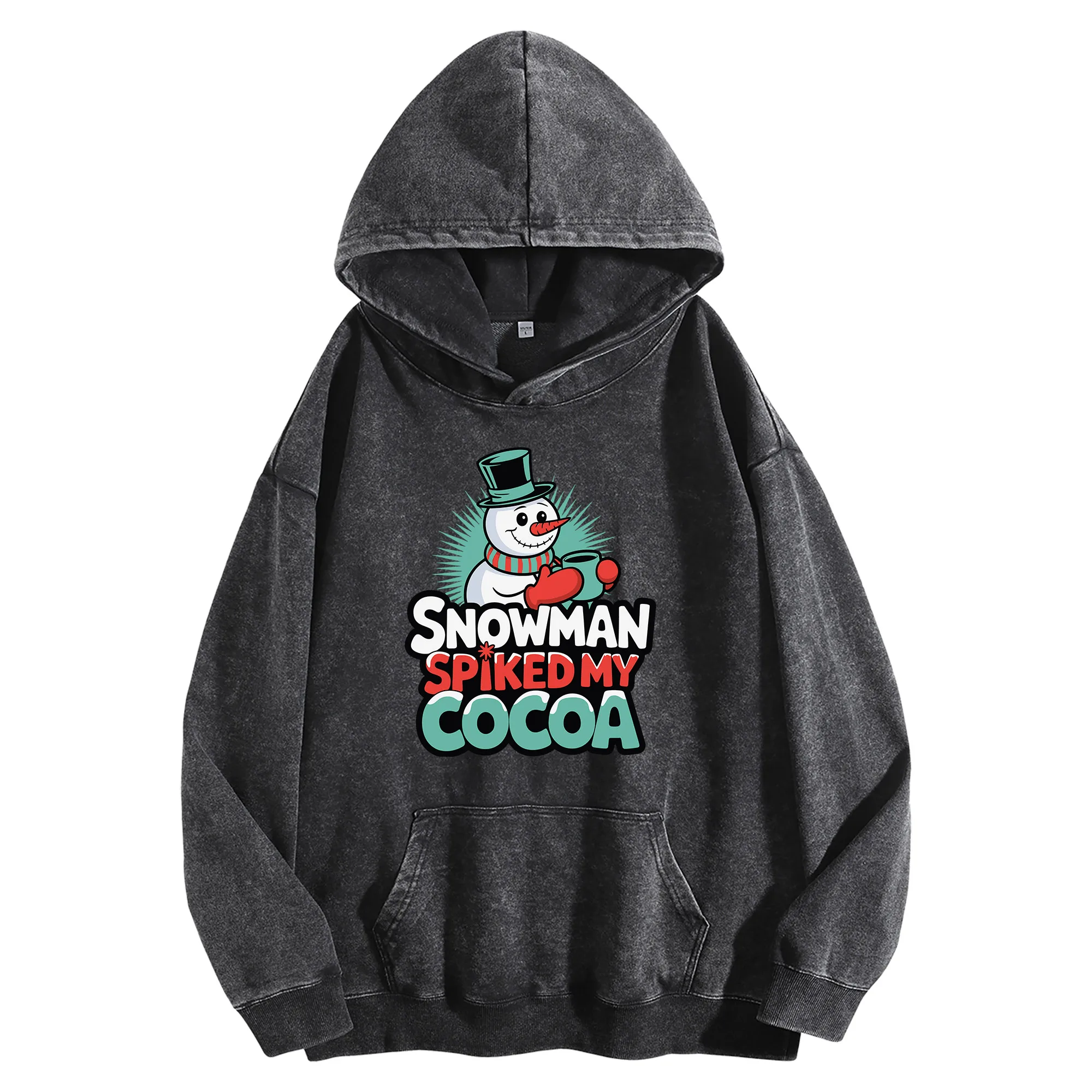 

SPIKED MY COCOA Графический принт 400 г Винтажная стираная толстовка унисекс большого размера уличная одежда пуловер осень/зима коллекция