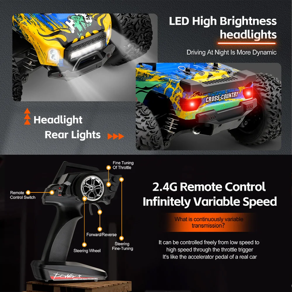 WLTOYS 1/16 RC voiture 35 KM/h 164018 4WD véhicule tout-terrain 2.4GHZ 1500mAh 80M Distance camion RC brossé