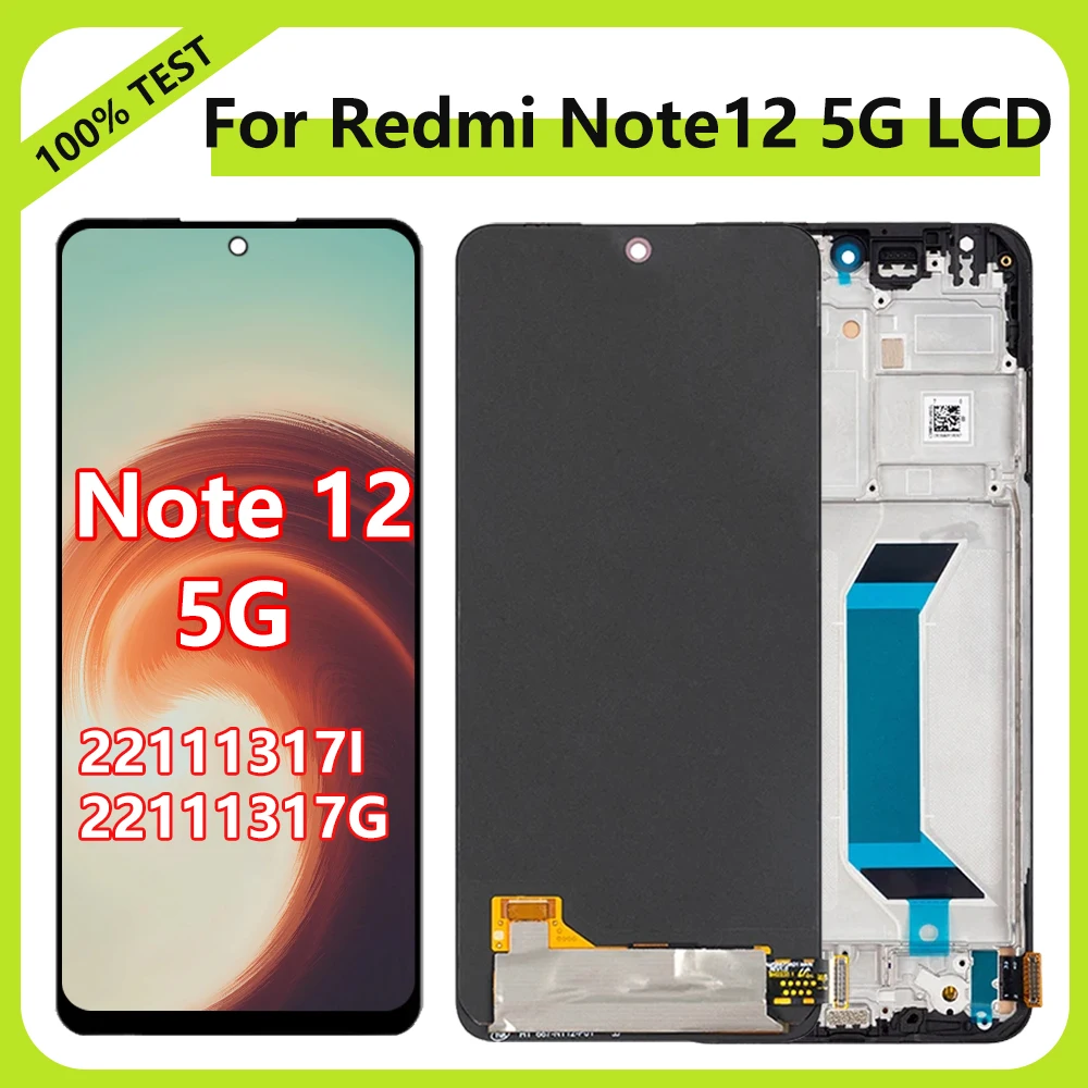 

Super AMOLED для Xiaomi Redmi Note12 экран дисплея 22111317I 22111317G ЖК-дисплей с сенсорным экраном дигитайзер Note12 5G LCD