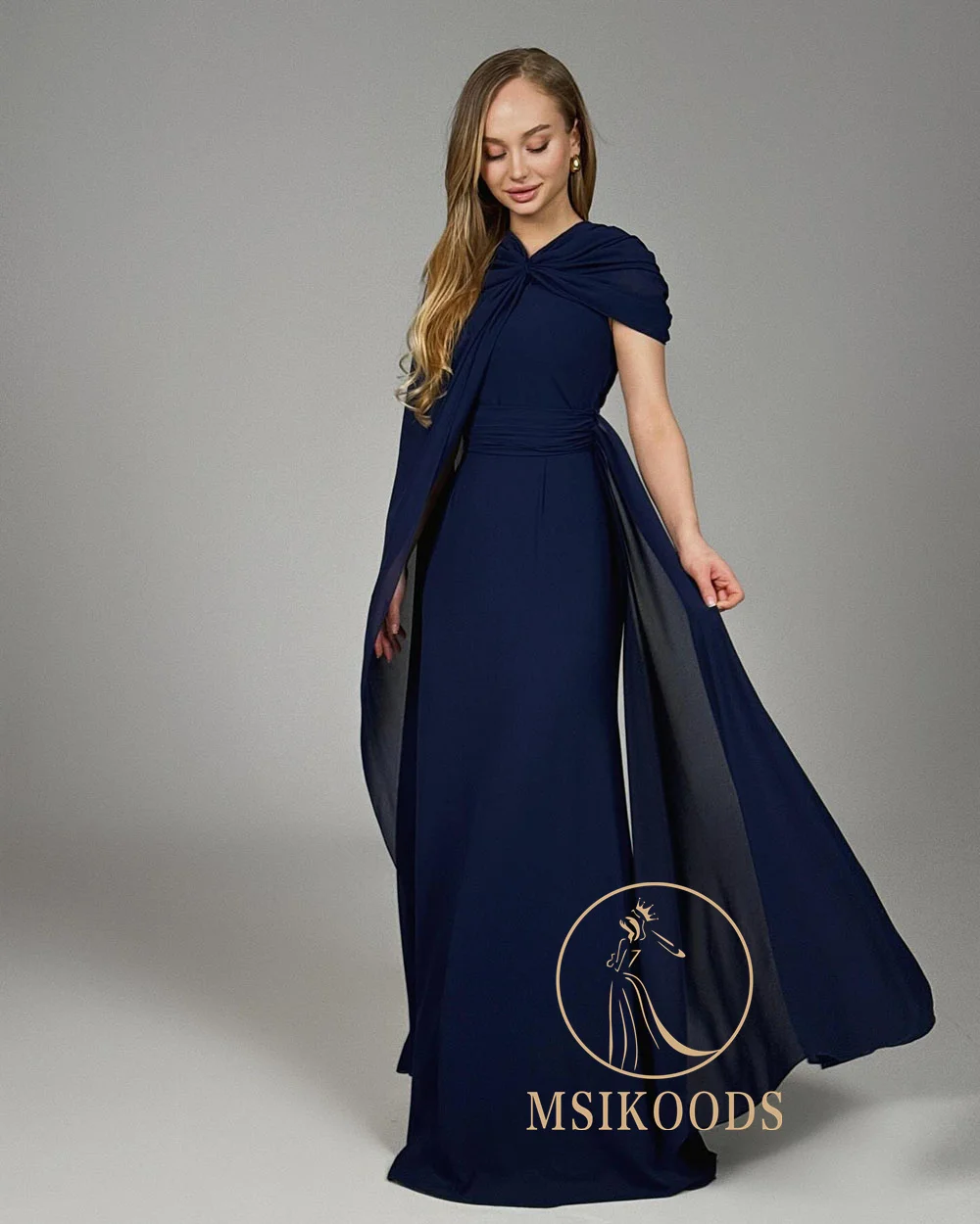 Elegancka Sukienka Wieczorowa Damska Szyfonowa Sukienka na Wesele dla Gościa Jedno Ramię Sukienka dla Matki Panny Młodej Długa Suknia Balowa Szyta na Miarę