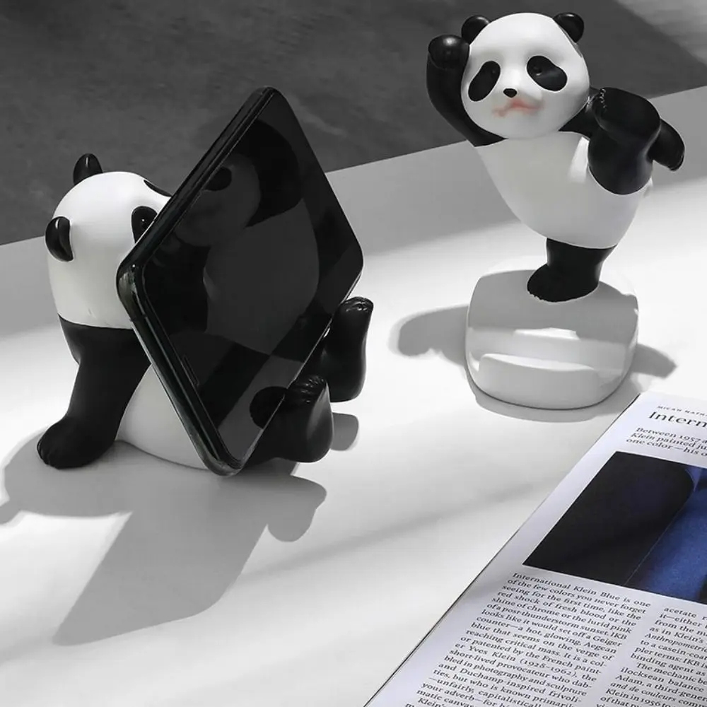 Suporte stands panda suporte do telefone móvel panda estatuetas dos desenhos animados suporte do telefone plástico bonito suporte do telefone móvel decoração de mesa