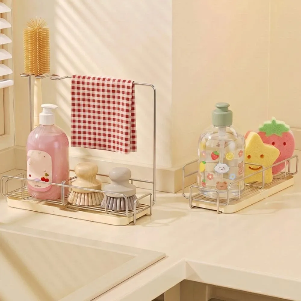 Detachable Drip Tray Dishcloth Drying Rack Quick Draining Open Hollow Structure Sponge Holder Rustproof Metal