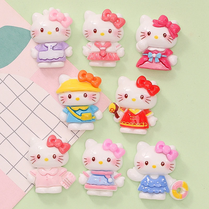 10 Pcs New Lovely Cartoon Bow Animal Kittens Princess Series Resin Scrapbook Diy Jewellery Hairpin Accessories Decorate