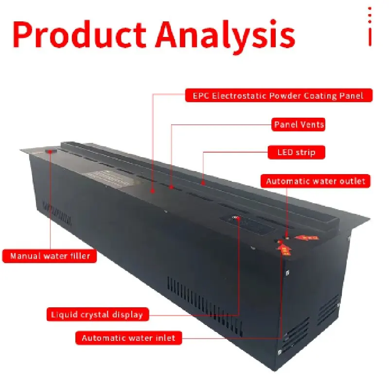 Camino umidificato a fiamma 3D da 700mm rifornimento d\'acqua a fiamma colorata atomizzazione a vapore acqua 3D vapore camino elettrico