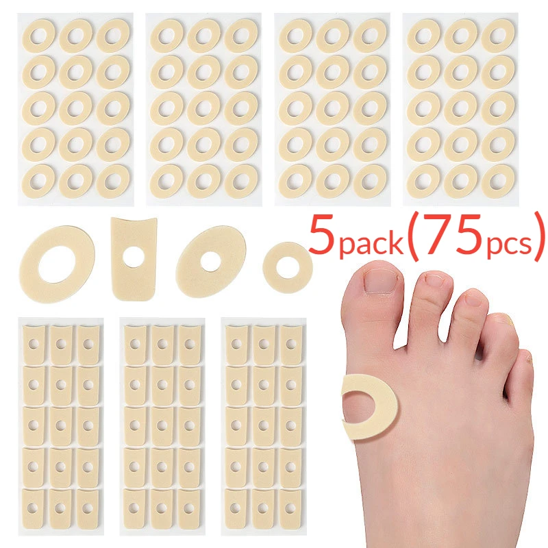 

75 шт. круглых войлочных пластырей от мозолей на стопах, самоклеящиеся пластыри для облегчения боли при мозолях, оптом