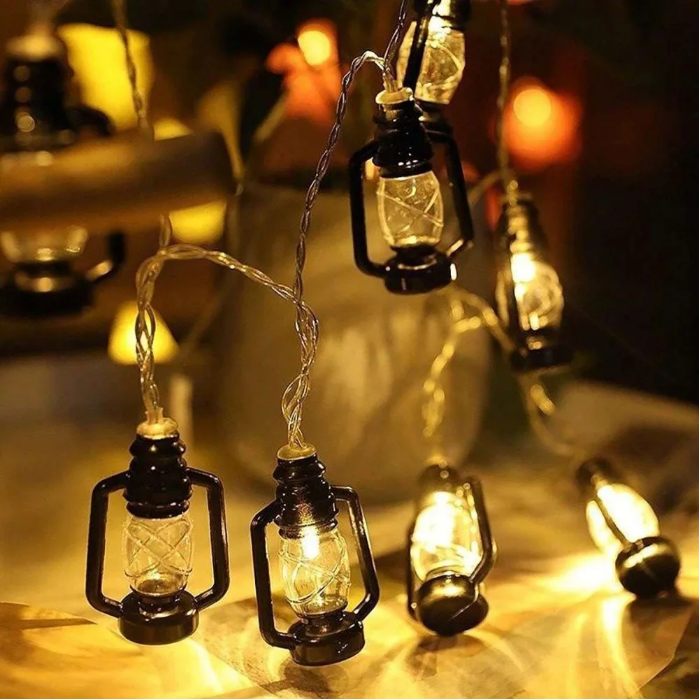 LED Black Oil Bottle String Lights 10/20 LED Vintage Retro Fairy Lights for Halloween Party Night Market Stall Decoration