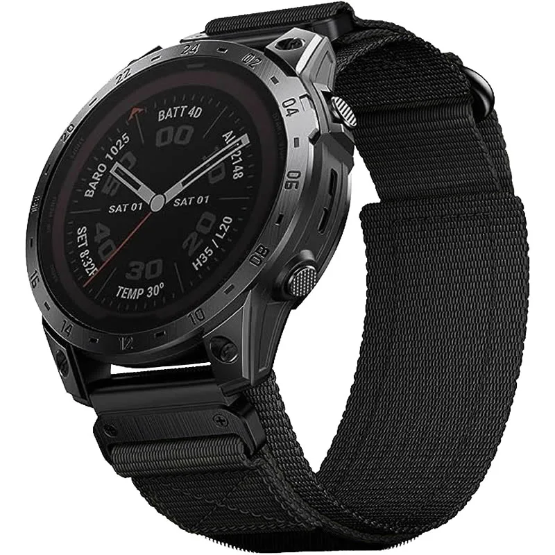 22mm 26mm Quick Fit Nylon Loop Strap For Garmin Fenix 8 E 7 7X 6X Pro/Enduro 2 3/Forerunner 955 965/Tactix 7 Pro Watch Band