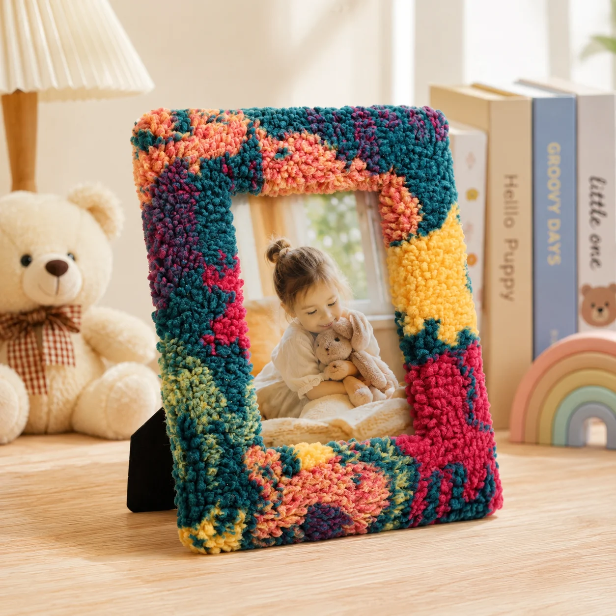 Colorful Teddy Velvet Plush Photo Frame Soft Decorative Picture Frame for Baby Kids Room Bedroom Tabletop Gift