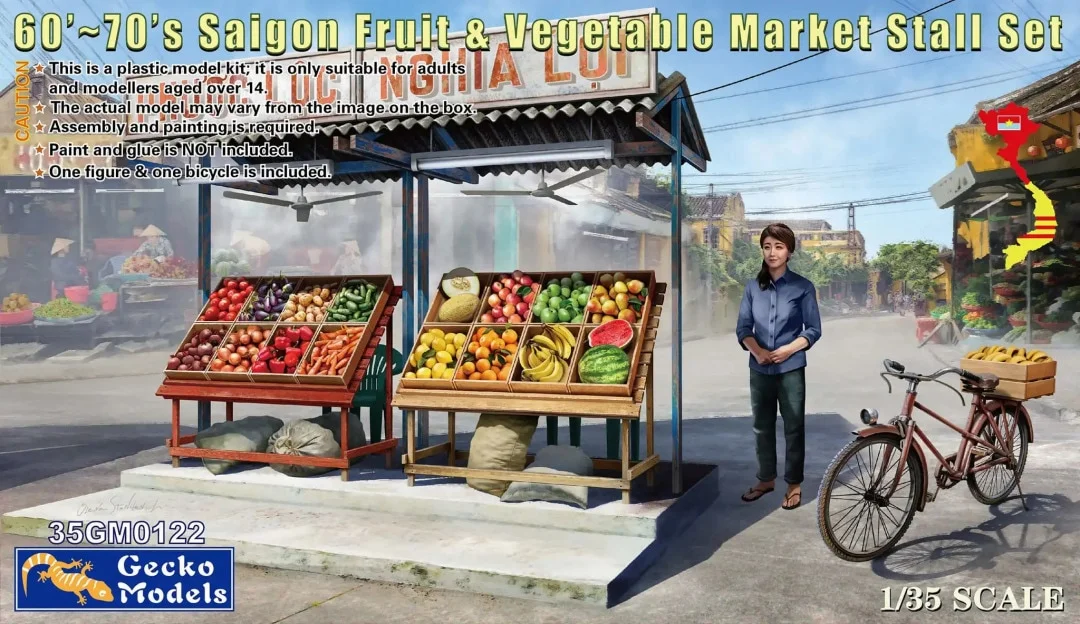 Gecko model plastic scale assembly model kit 35GM0122 60 '-70's Saigon Fruit & Vegetable Market Stall Set 1/35