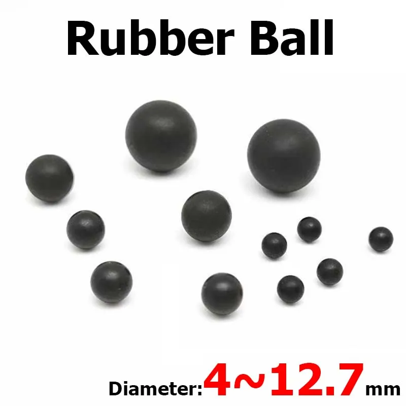 

10/50pcs Black Solid Round Rubber Ball Diameter 4-12.7mm Elastic Ball Industrial Wear-resistant Rubber Ball