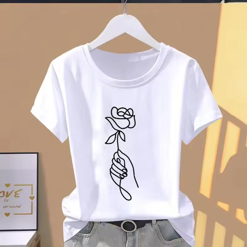 Women Print Floral Sports Fashion Casual Explosive Short Sleeve T-shirt Graphic Tshirts  Women Clothes  Oversized T Shirt - Image 2