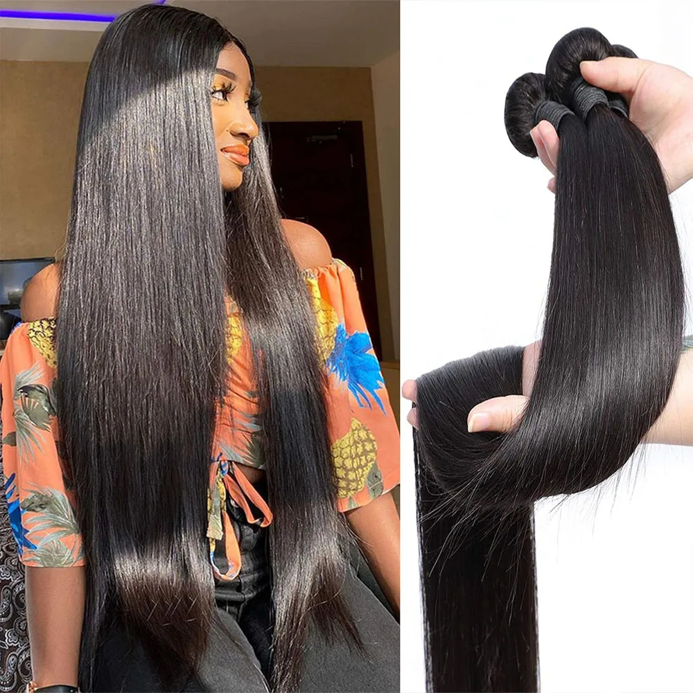 

Brazilian Straight Bundles 15A Grade 100% Unprocessed Virgin 1/3/4 bundles Long Straight Human Hair Remy Weave Extensions