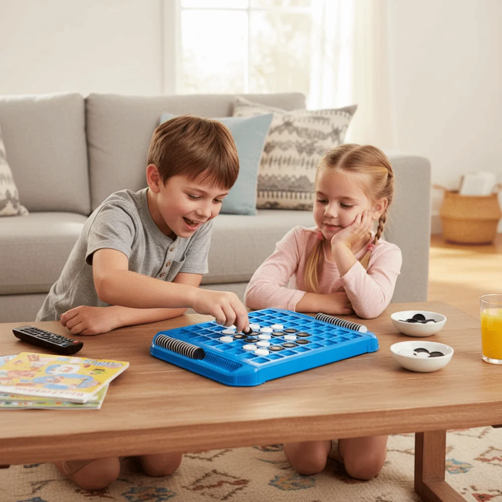 

Tabletop Game Flip Black White Chess Board Touch Flip Portable Overturn Chess Funny Parent-Child Interactive