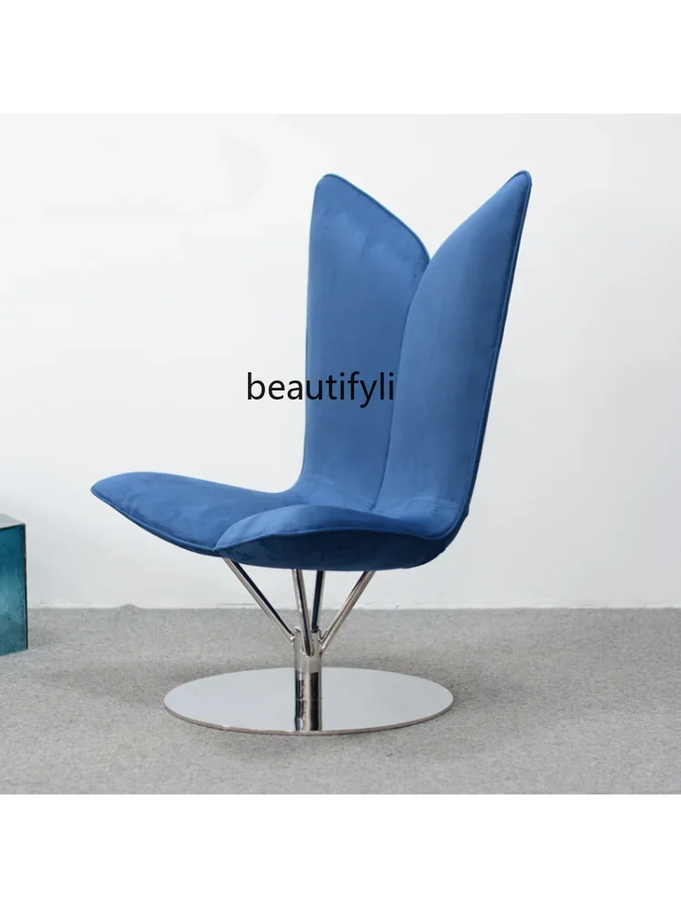 R11 Customized Nordic Modern Simple and Light Luxury Shaped Frp Fabric Angel Backrest Leisure Chair Villa Model House Armchair